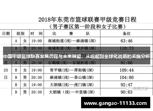 中国甲级篮球联赛发展历程与未来展望:从崛起到全球化战略的实施分析